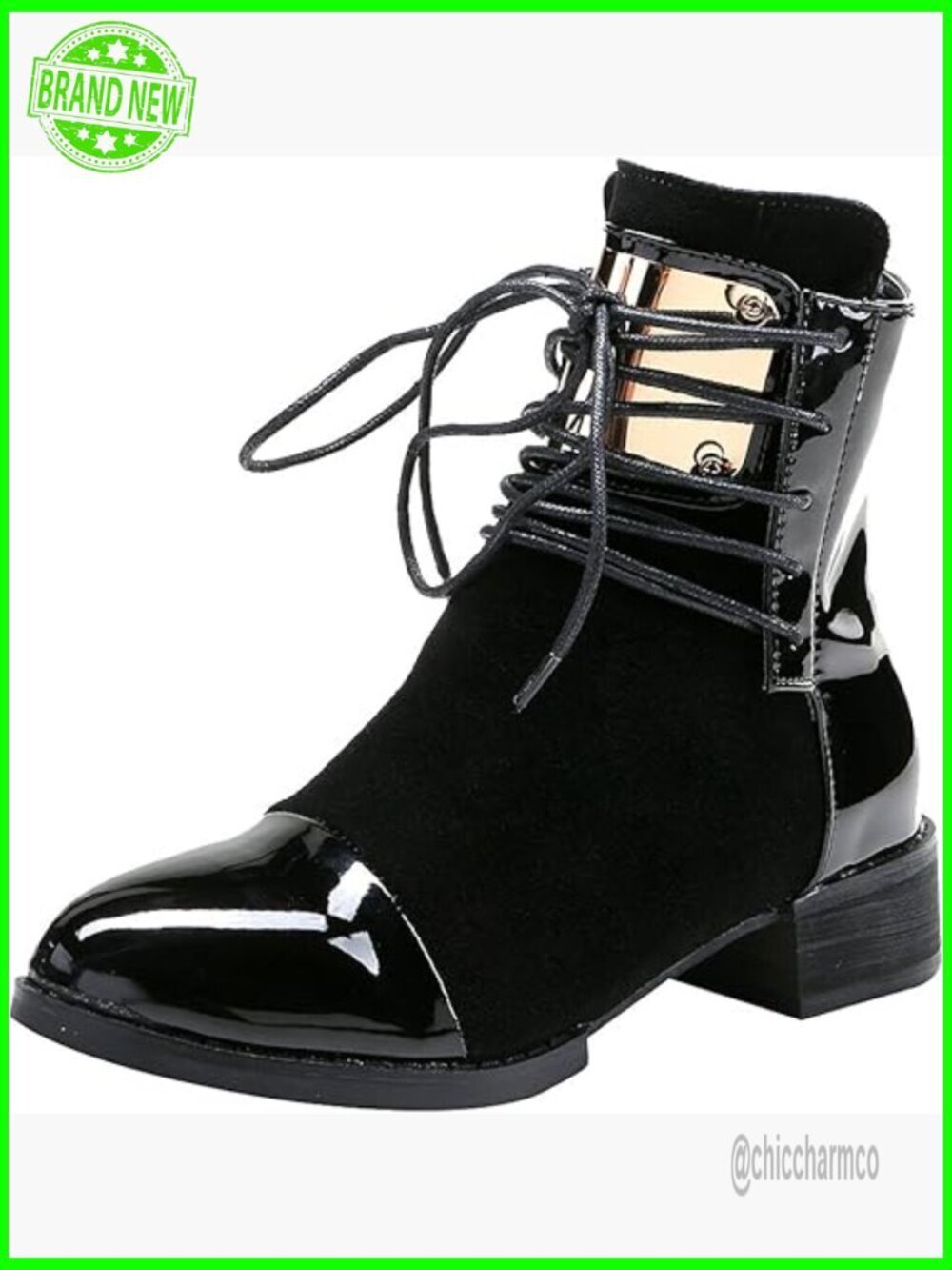 Punk Chunky Heel Cap Toe Ankle Boots with Zip